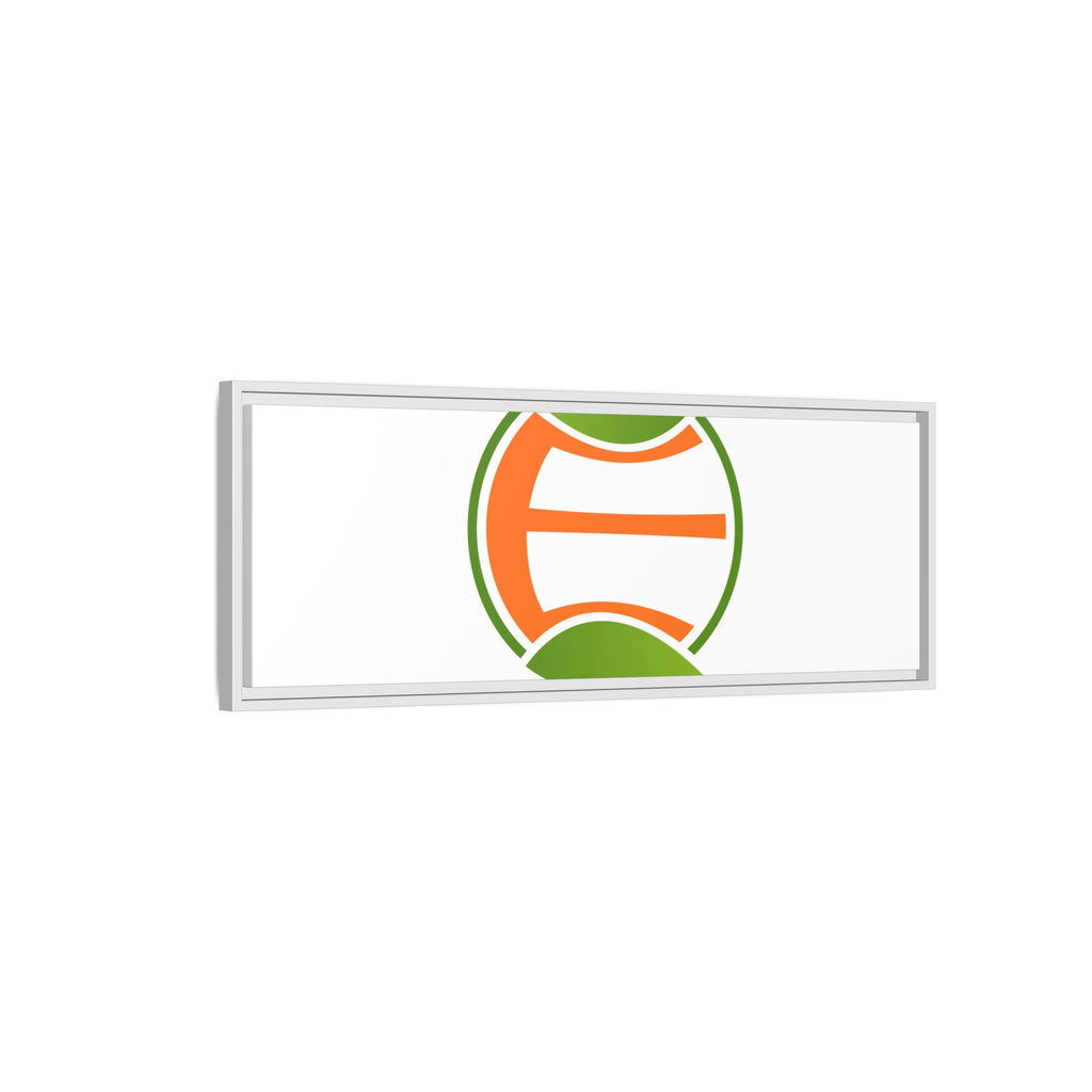 Framed Matte Canvas Print — Minimal Green Orange Leaf Logo Wall Art
