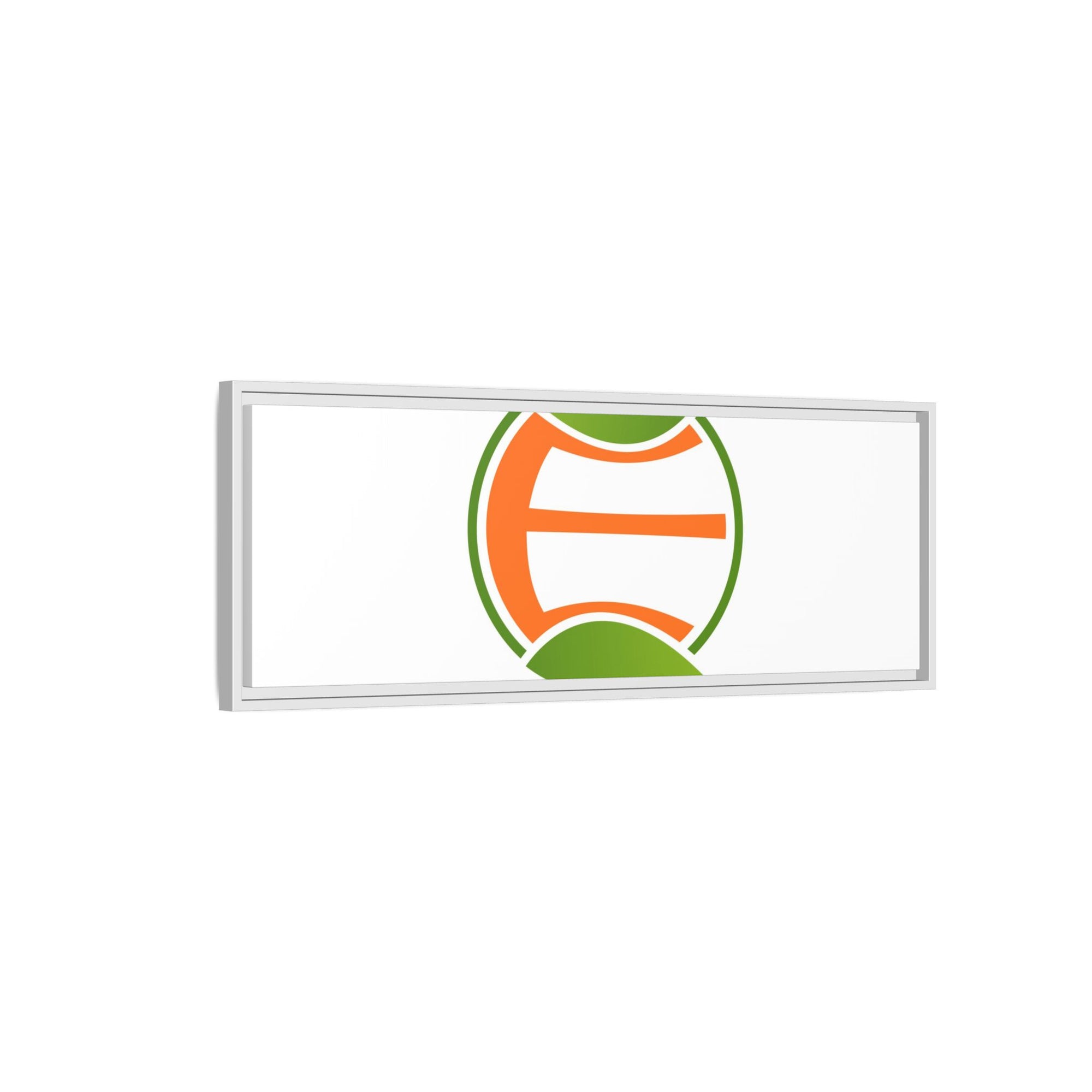 Framed Matte Canvas Print — Minimal Green Orange Leaf Logo Wall Art