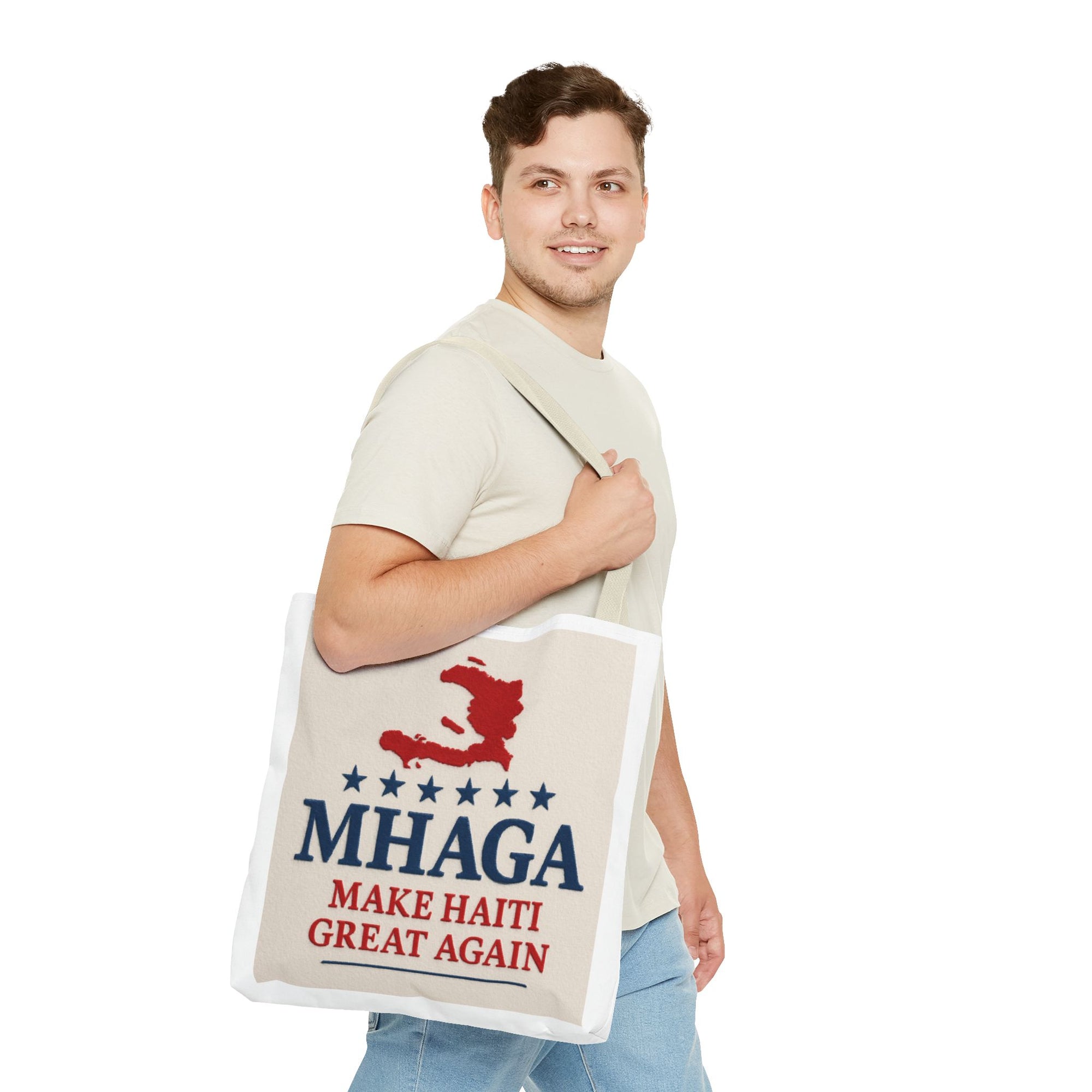 Patriotic Haiti Tote Bag, Make Haiti Great Again, Canvas Shopping Bag, Eco-Friendly Gift, Travel Bag, Statement Tote