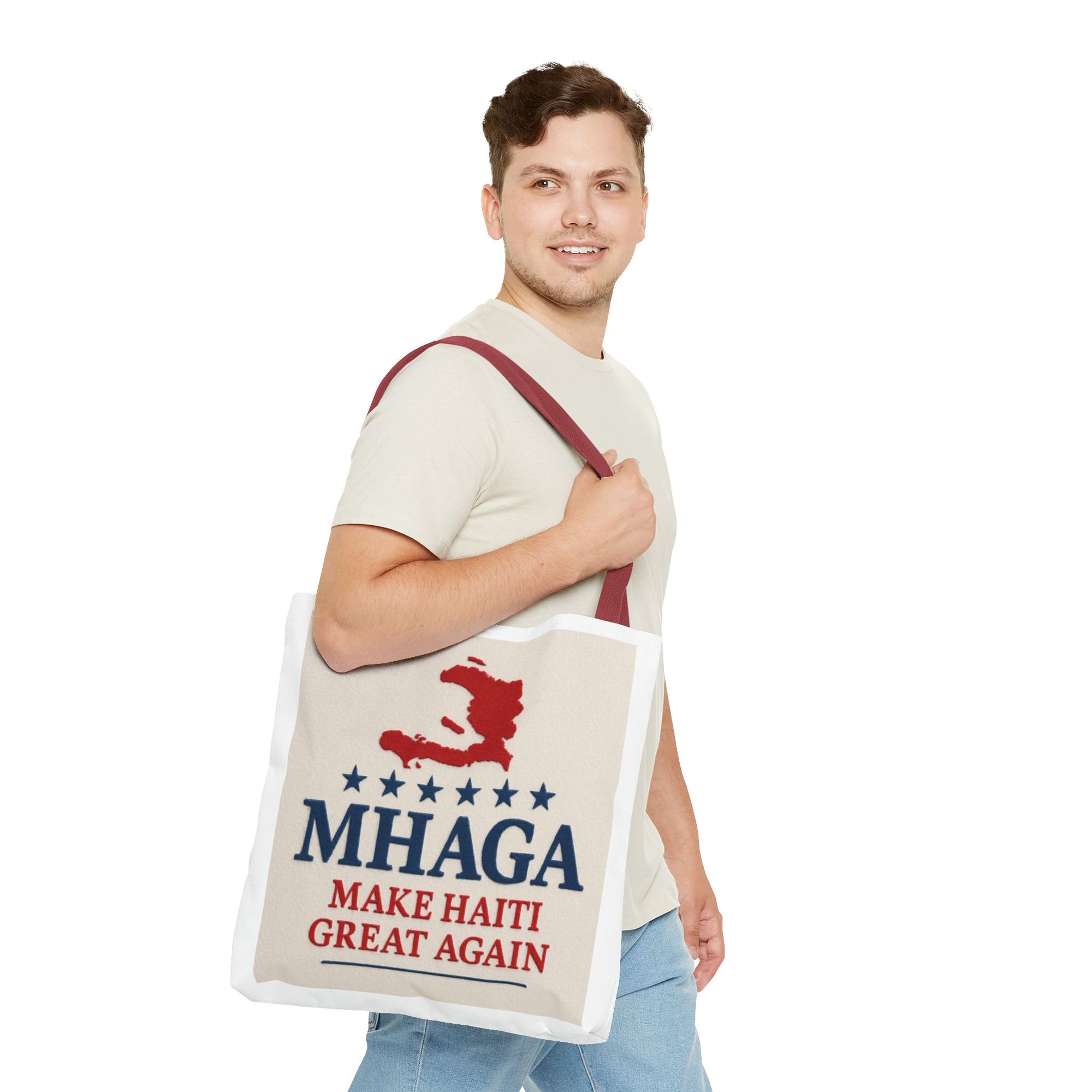 Patriotic Haiti Tote Bag, Make Haiti Great Again, Canvas Shopping Bag, Eco-Friendly Gift, Travel Bag, Statement Tote