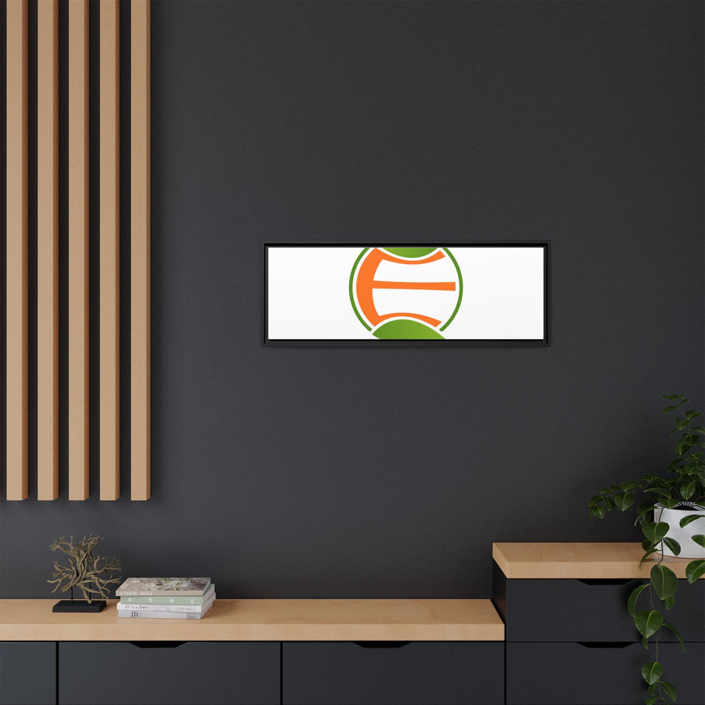 Framed Matte Canvas Print — Minimal Green Orange Leaf Logo Wall Art