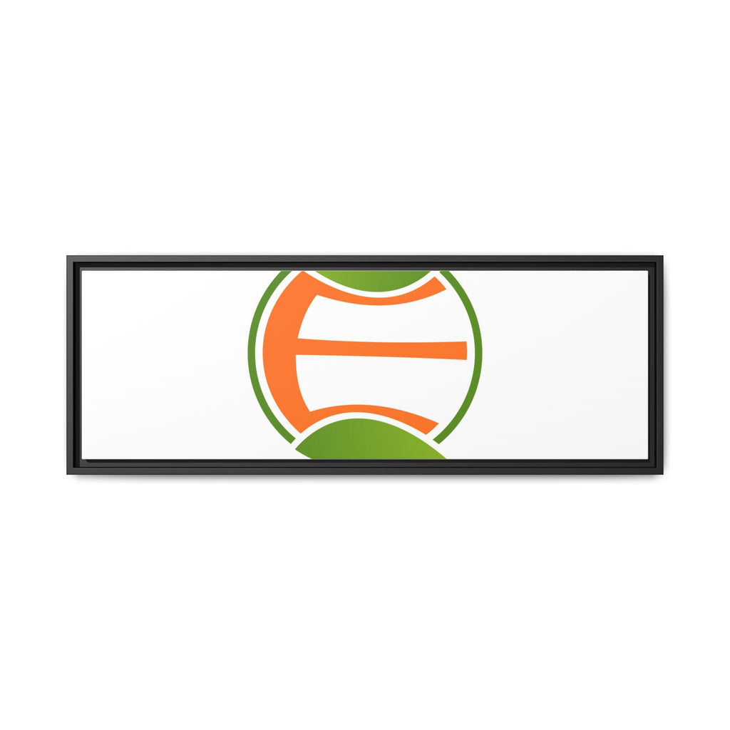 Framed Matte Canvas Print — Minimal Green Orange Leaf Logo Wall Art