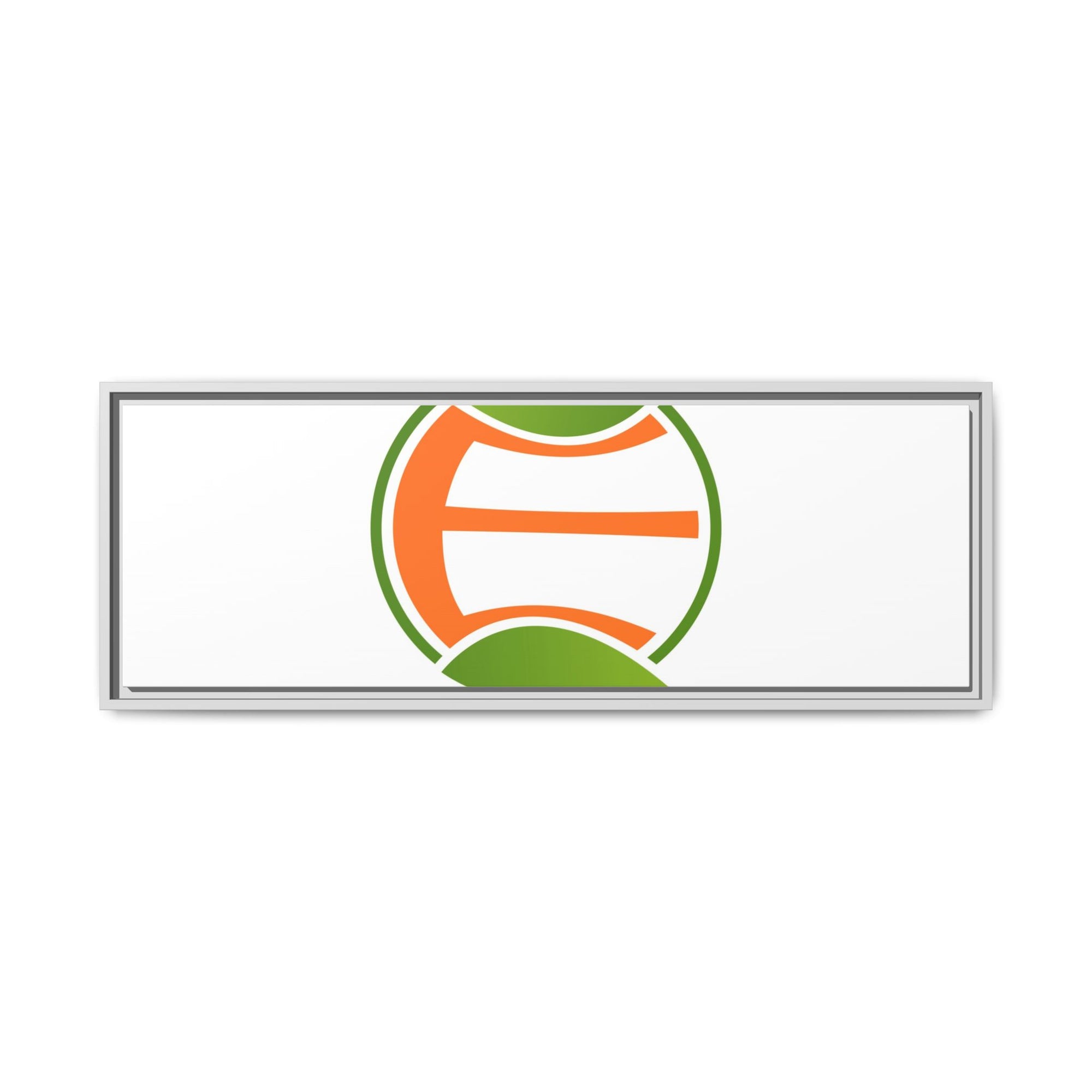 Framed Matte Canvas Print — Minimal Green Orange Leaf Logo Wall Art
