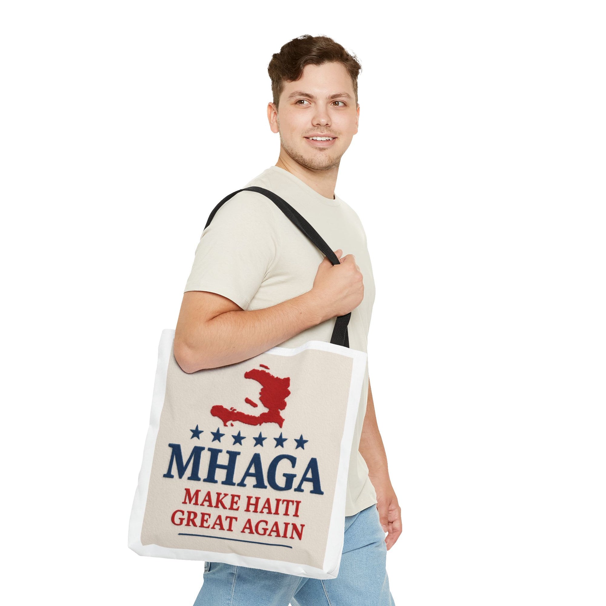 Patriotic Haiti Tote Bag, Make Haiti Great Again, Canvas Shopping Bag, Eco-Friendly Gift, Travel Bag, Statement Tote