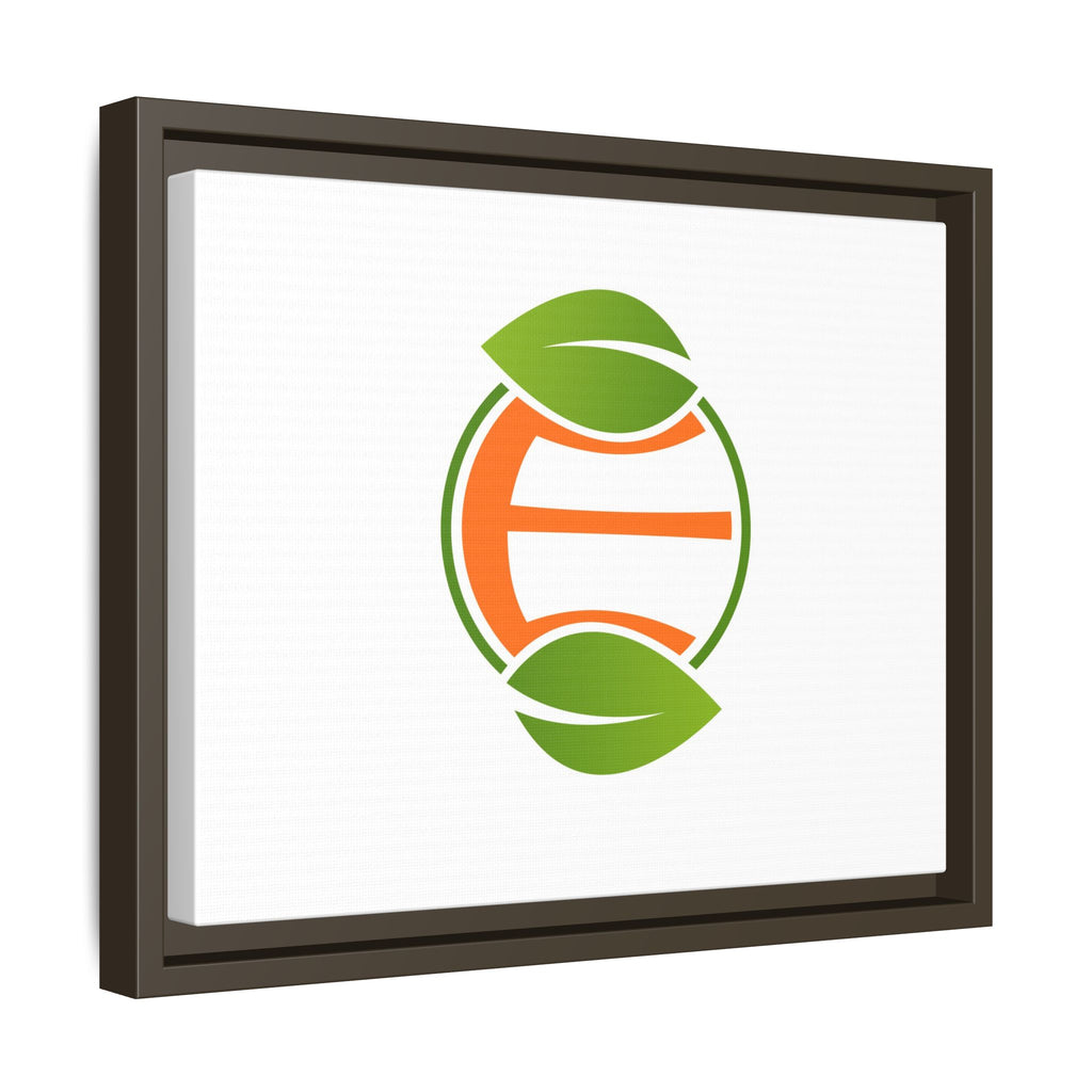 Framed Matte Canvas Print — Minimal Green Orange Leaf Logo Wall Art