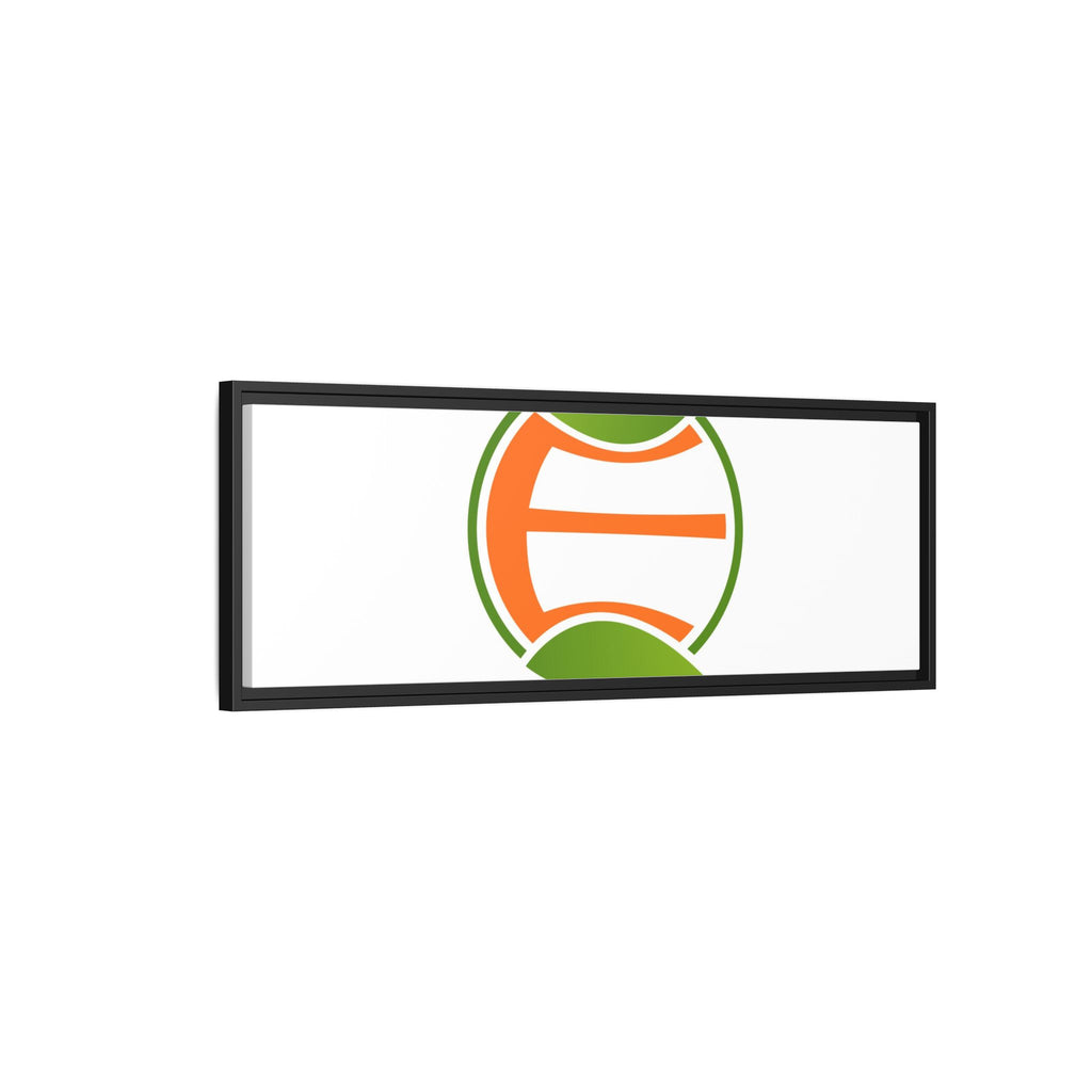 Framed Matte Canvas Print — Minimal Green Orange Leaf Logo Wall Art