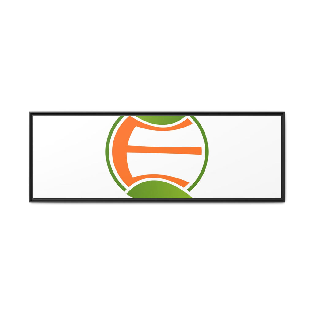Framed Matte Canvas Print — Minimal Green Orange Leaf Logo Wall Art