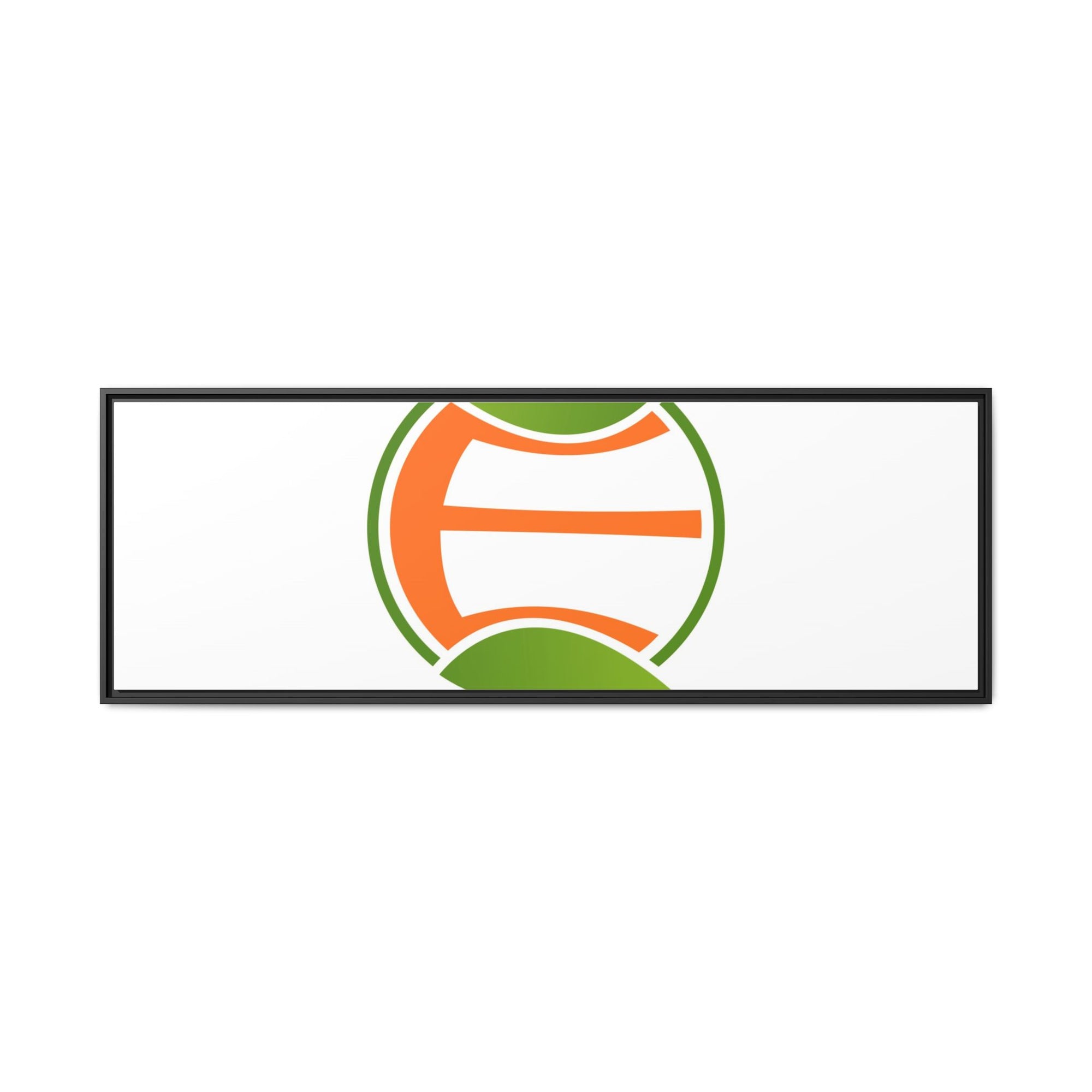 Framed Matte Canvas Print — Minimal Green Orange Leaf Logo Wall Art