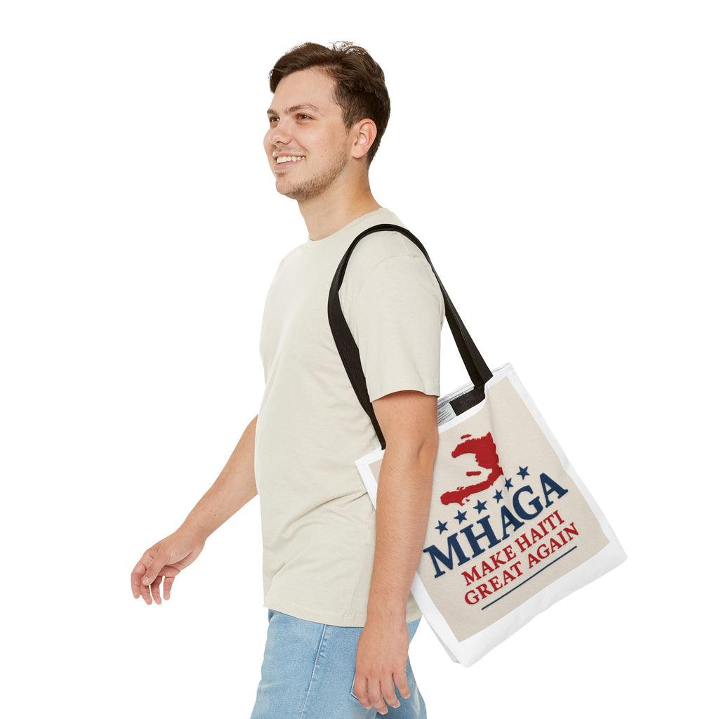 Patriotic Haiti Tote Bag, Make Haiti Great Again, Canvas Shopping Bag, Eco-Friendly Gift, Travel Bag, Statement Tote