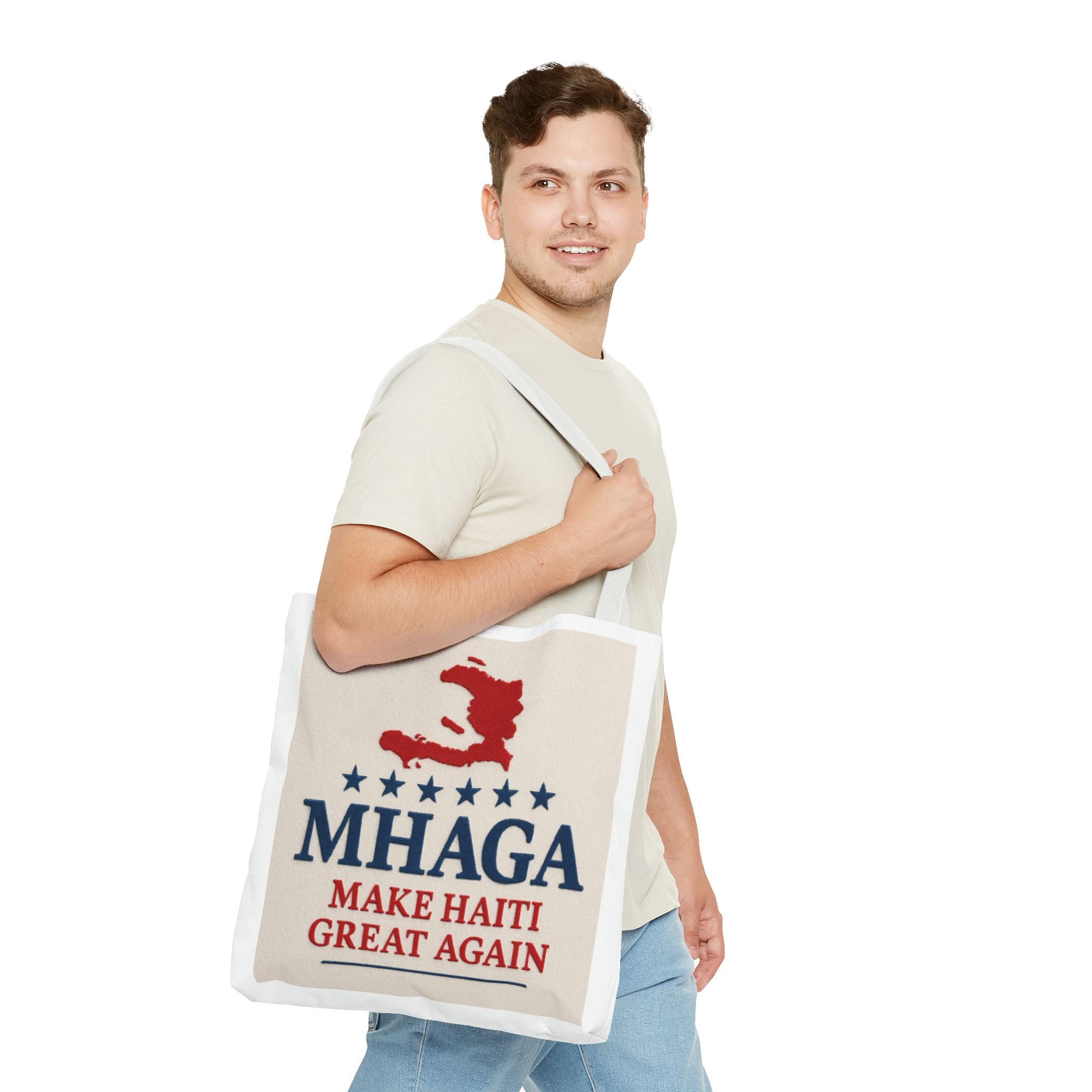 Patriotic Haiti Tote Bag, Make Haiti Great Again, Canvas Shopping Bag, Eco-Friendly Gift, Travel Bag, Statement Tote