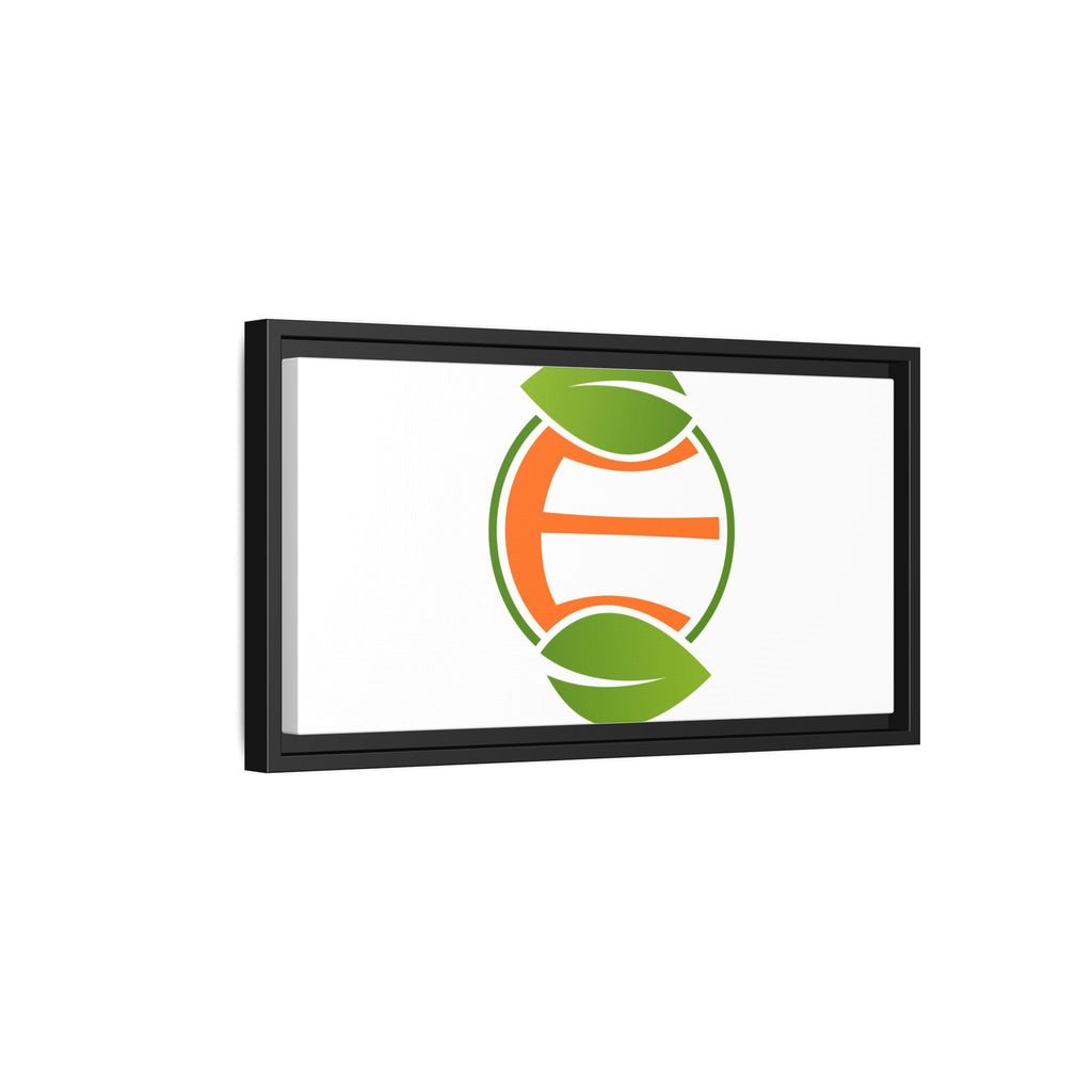 Framed Matte Canvas Print — Minimal Green Orange Leaf Logo Wall Art