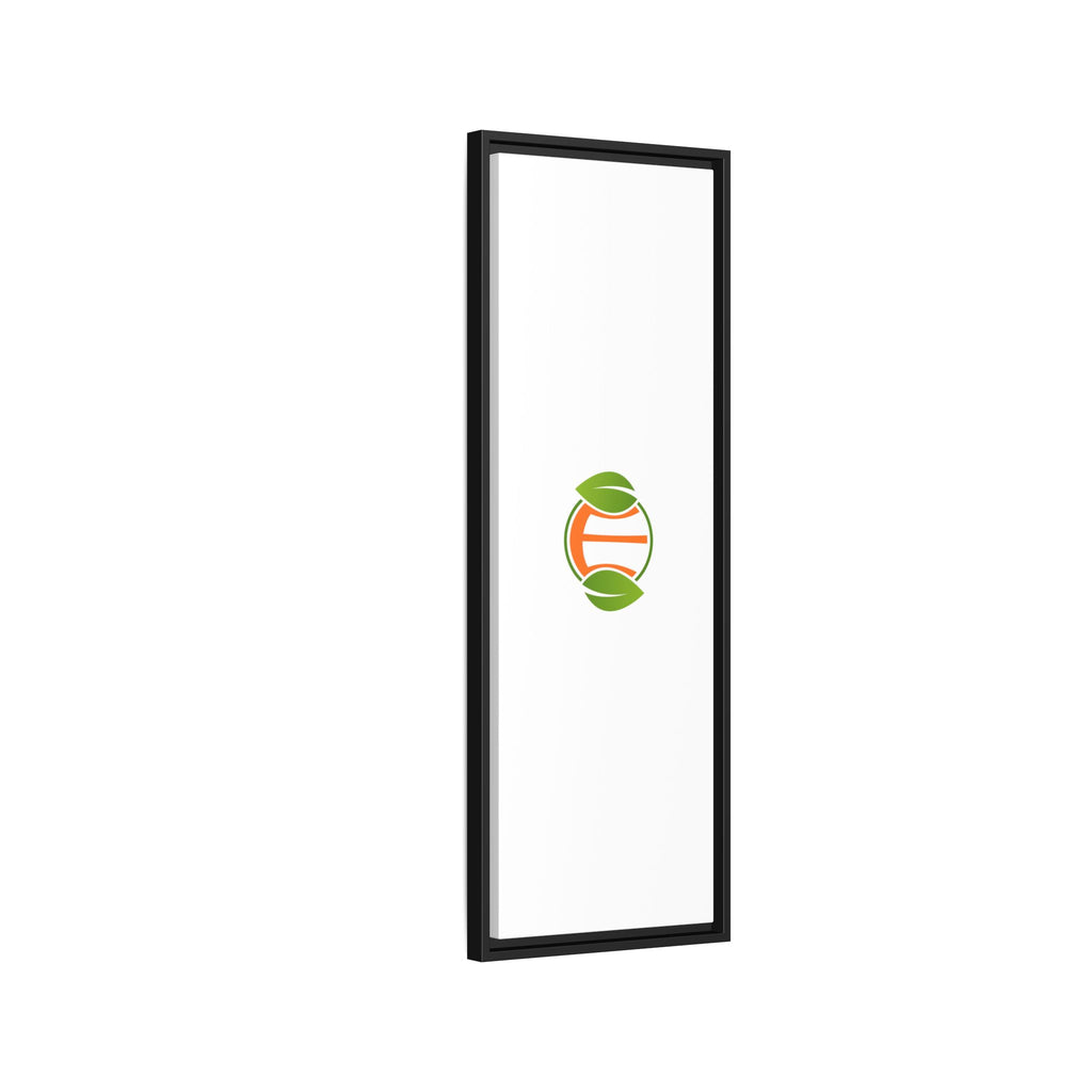 Framed Matte Canvas Print — Minimal Green Orange Leaf Logo Wall Art