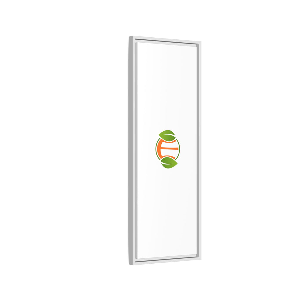 Framed Matte Canvas Print — Minimal Green Orange Leaf Logo Wall Art